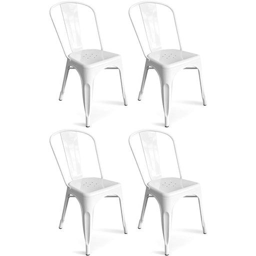 4pcs Bistro Dining Chair Steel White Indoors |  WW60W Makfry