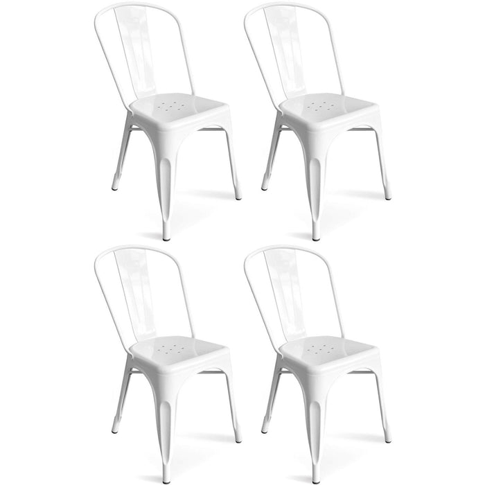 4pcs Bistro Dining Chair Steel White Indoors |  WW60W Makfry
