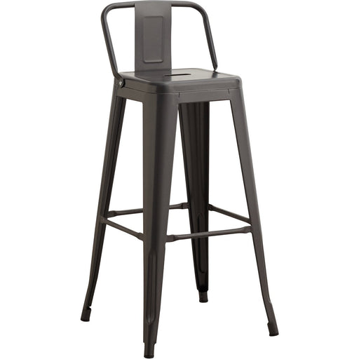 High Bar Stool Steel Black with Backrest Indoors |  WW62 Makfry