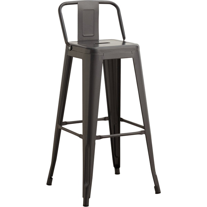 High Bar Stool Steel Black with Backrest Indoors |  WW62 Makfry