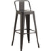 High Bar Stool Steel Black with Backrest Indoors |  WW62 Makfry