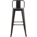 High Bar Stool Steel Black with Backrest Indoors |  WW62 Makfry