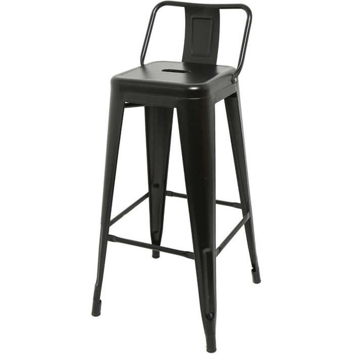 High Bar Stool Steel Black with Backrest Indoors |  HYX504D Makfry