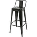 High Bar Stool Steel Black with Backrest Indoors |  HYX504D Makfry