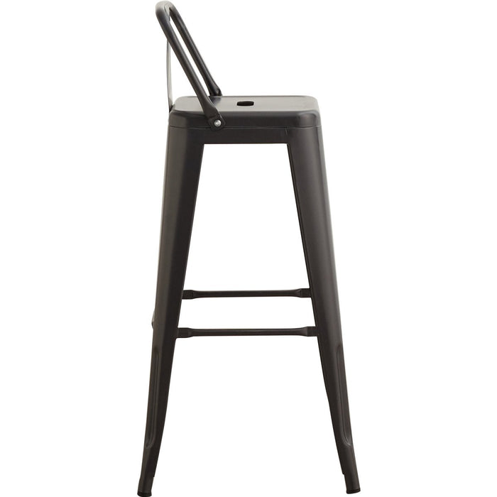 High Bar Stool Steel Black with Backrest Indoors |  WW62 Makfry
