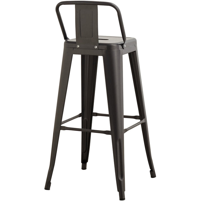 High Bar Stool Steel Black with Backrest Indoors |  WW62 Makfry