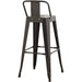 High Bar Stool Steel Black with Backrest Indoors |  WW62 Makfry