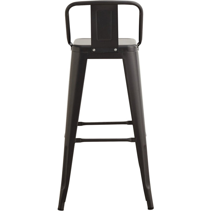 High Bar Stool Steel Black with Backrest Indoors |  WW62 Makfry