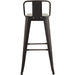 High Bar Stool Steel Black with Backrest Indoors |  WW62 Makfry