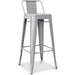 High Bar Stool Steel Grey with Backrest Indoors |  WW62G Makfry