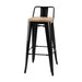 High Bar Stool Steel Black with Pine Wood Seat and Backrest Indoors |  HYX504DF Makfry