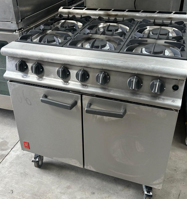 6 Burner Commercial Gas Range Cooker with Oven – Stainless Steel Canmac Catering Equipment