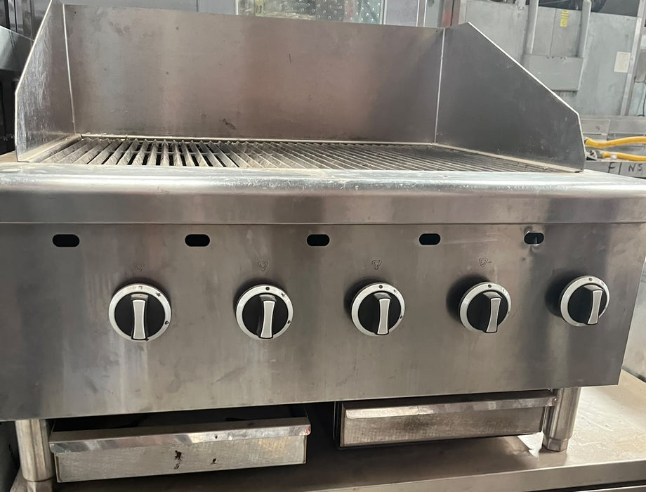 Commercial 5 Burner Gas Chargrill Charbroiler BBQ Grill Stainless Steel 90cm Canmac Catering Equipment