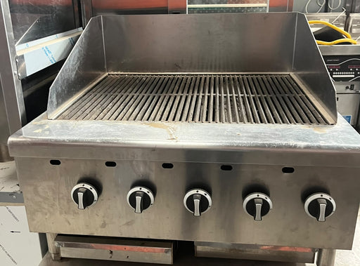 Commercial 5 Burner Gas Chargrill Charbroiler BBQ Grill Stainless Steel 90cm Canmac Catering Equipment