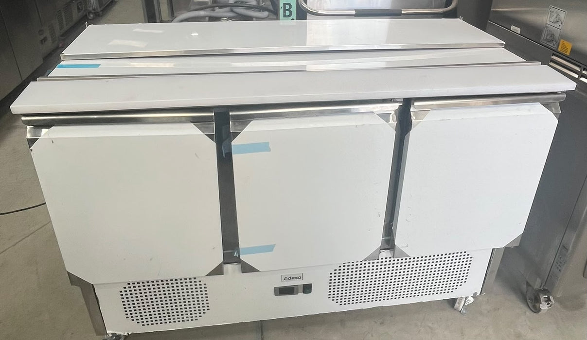 Adexa THS903 3 Door Refrigerated Saladette Prep Counter 368L Stainless Steel Canmac Catering Equipment