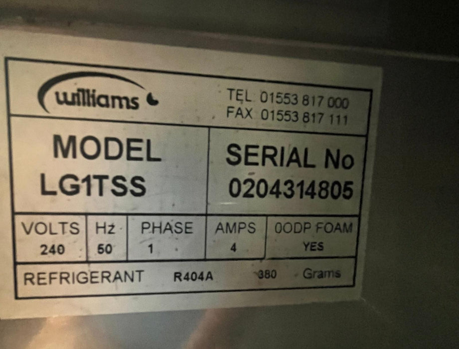 Williams LG1T-SS Heavy Duty 620 Ltr Upright Single Door Freezer -Refurbished Canmac Refurbished
