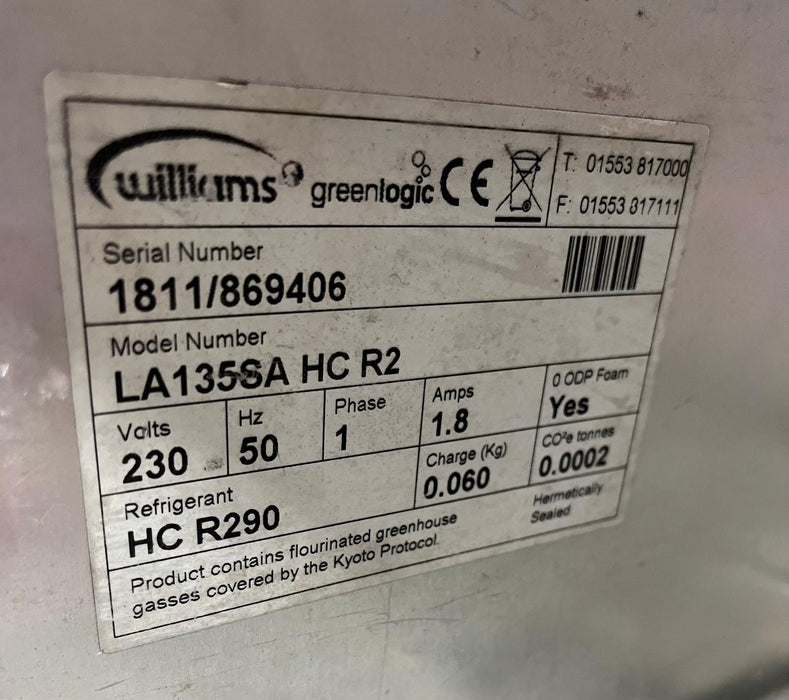 Williams LA135-SA Single Door Undercounter Freezer-Refurbished Canmac Refurbished