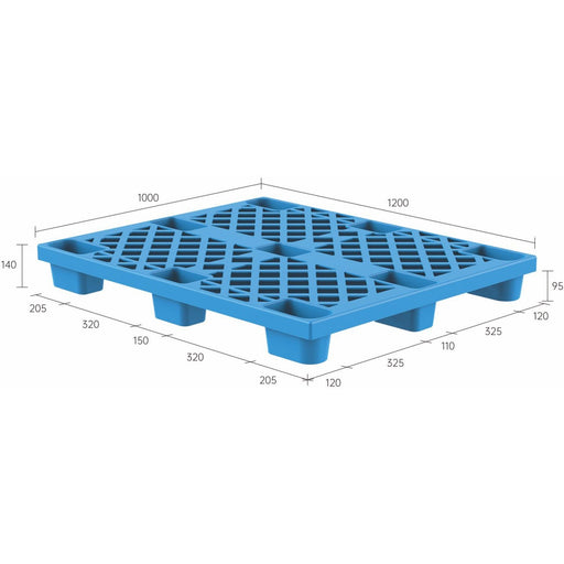 Lightweight Nestable Perforated Plastic Pallet 1200x1000x140mm Blue |  XDP1210DABLUE Makfry