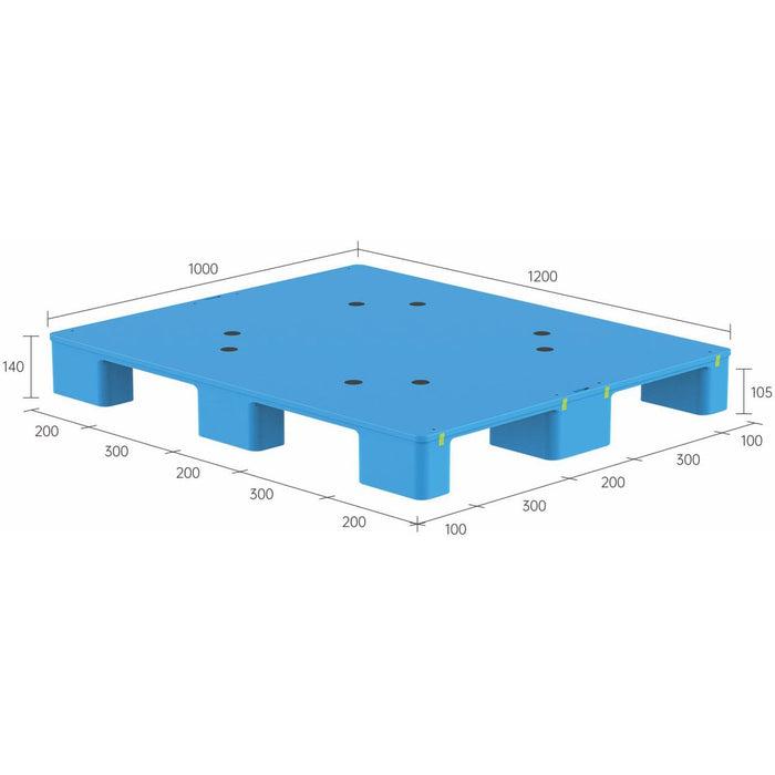 Lightweight Solid Plastic Pallet 1200x1000x140mm Blue |  XDP1210WJBBLUE Makfry