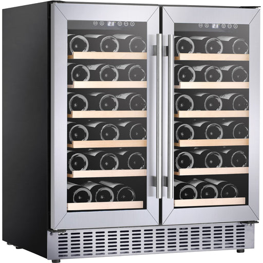 Commercial Dual Zone Double Door Wine Fridge 56 bottles 180L Stainless Steel |  YC200 Makfry