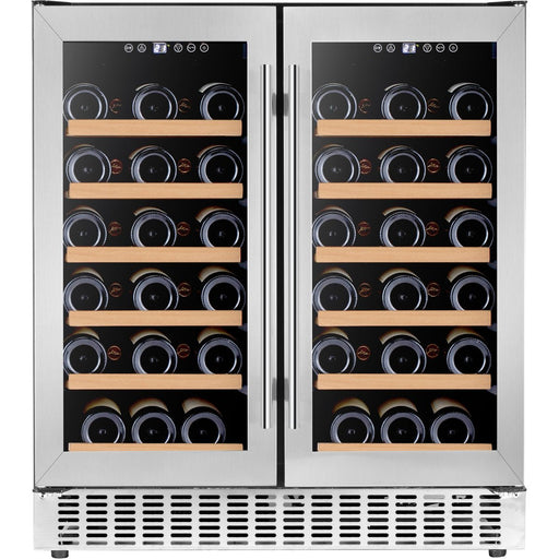 Commercial Dual Zone Double Door Wine Fridge 56 bottles 180L Stainless Steel |  YC200 Makfry