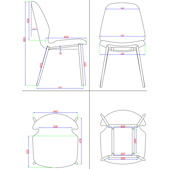 Side Dining Chair PU leather seat Light Grey |  GSYH003LG Makfry