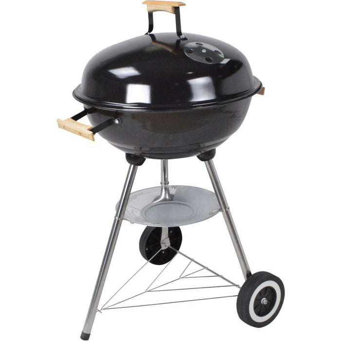Black Enamel Kettle BBQ Charcoal Grill with Wooden Handles 85cm |  YH22018C Makfry