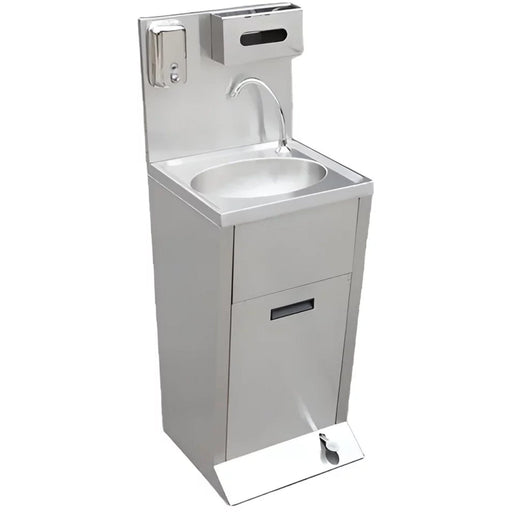 Stainless Steel Foot Operated Hand Wash Sink With Dispenser Panel 430x400x1250mm | Yls46 H Makfry
