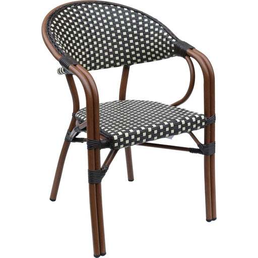 Bistro Rattan Chair Double Tube Aluminium Brown & Wood finish |  ZF2000C Makfry