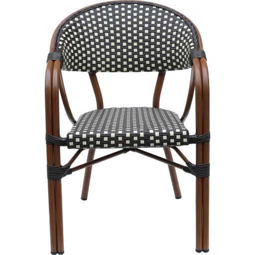 Bistro Rattan Chair Double Tube Aluminium Brown & Wood finish |  ZF2000C Makfry