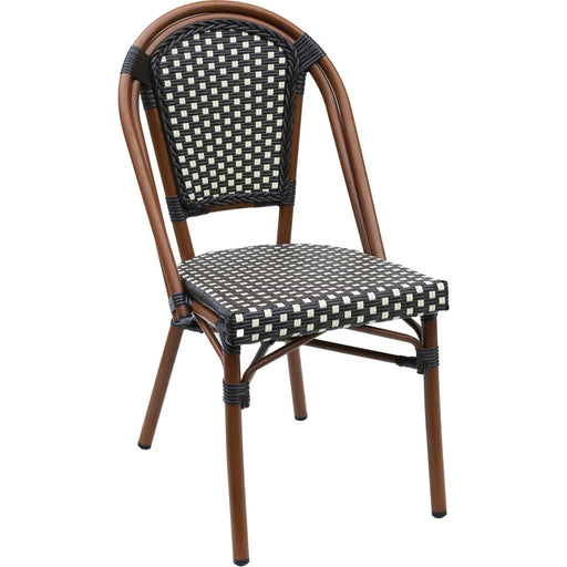 Bistro Rattan Chair Aluminium Brown & Wood finish |  ZF2003C Makfry