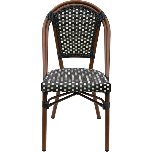 Bistro Rattan Chair Aluminium Brown & Wood finish |  ZF2003C Makfry