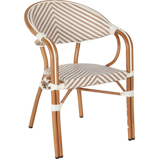 Bistro Teslin Chair Double Tube Aluminium White & Beige |  ZF3004CWOOD Makfry
