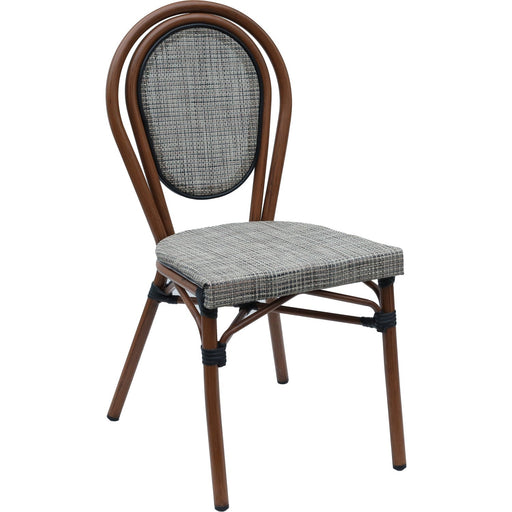 Bistro Teslin Chair Aluminium Beige & Wood |  ZF3007CBEIGEWOOD Makfry