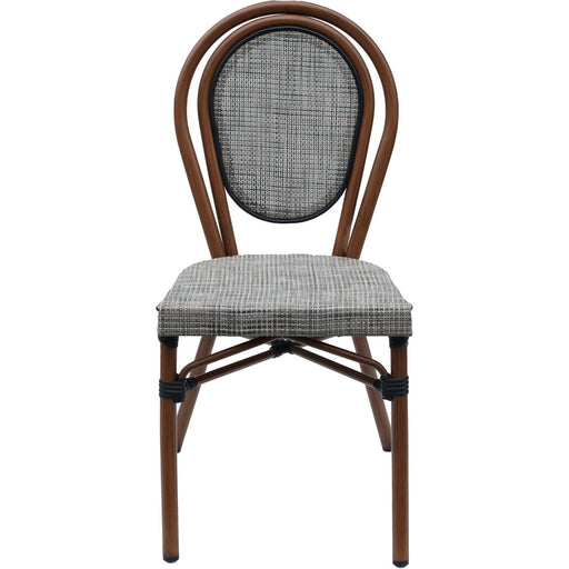 Bistro Teslin Chair Aluminium Beige & Wood |  ZF3007CBEIGEWOOD Makfry