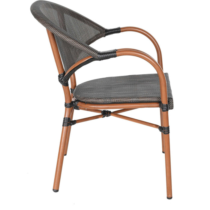 Bistro Teslin Chair Double Tube Aluminium Wood finish|  ZF3022CWOOD Makfry