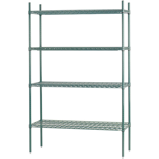 Commercial Shelving unit 4 tier 1000kg Width 1800mm Depth 600mm Green Zinc & Epoxy wire |  ZG18060180A4 Makfry