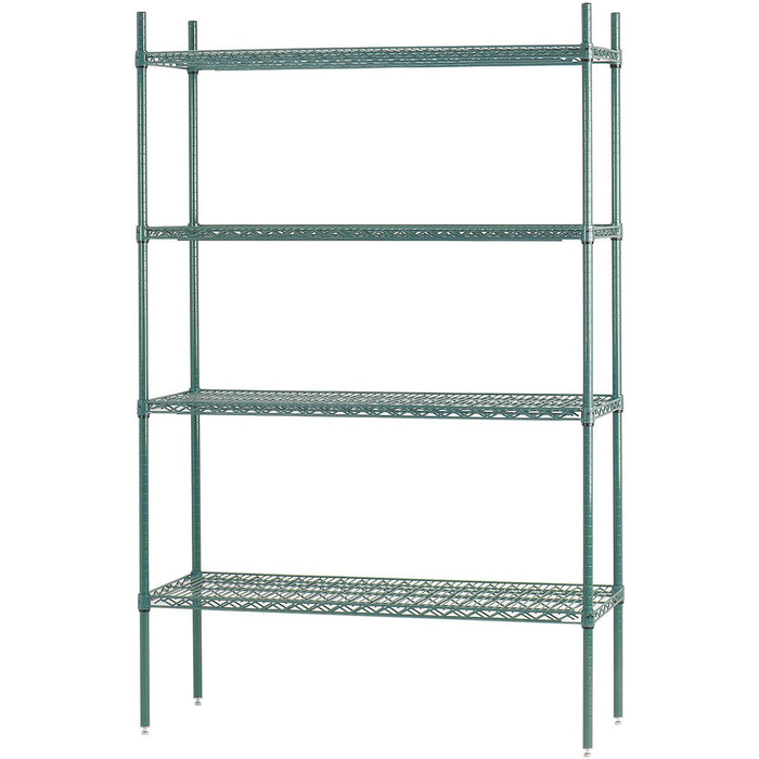 Commercial Shelving unit 4 tier 1000kg Width 1800mm Depth 600mm Green Zinc & Epoxy wire |  ZG18060180A4