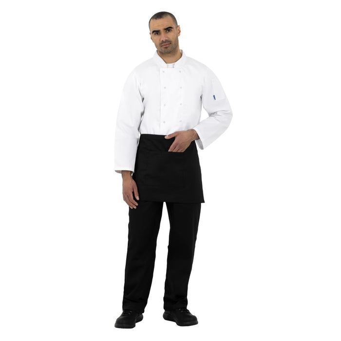 Whites Short Bistro Apron Black Whites Chefs Clothing