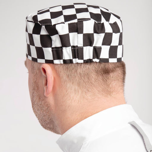 Whites Chefs Skull Cap Big Black & White Check Whites Chefs Clothing