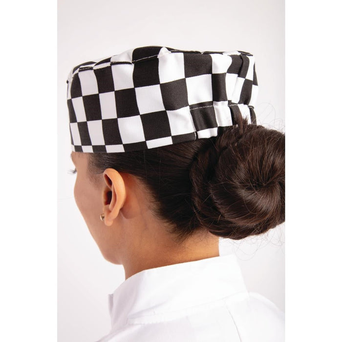 Whites Chefs Skull Cap Big Black & White Check Whites Chefs Clothing
