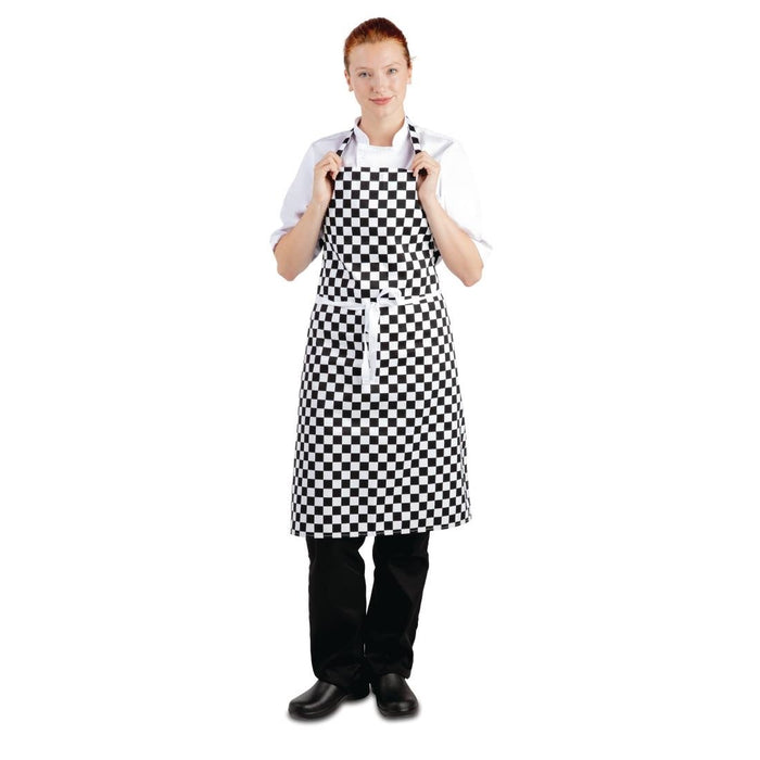Whites Bib Apron Black & White Check Whites Chefs Clothing
