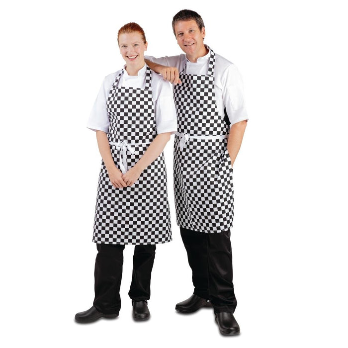 Whites Bib Apron Black & White Check Whites Chefs Clothing