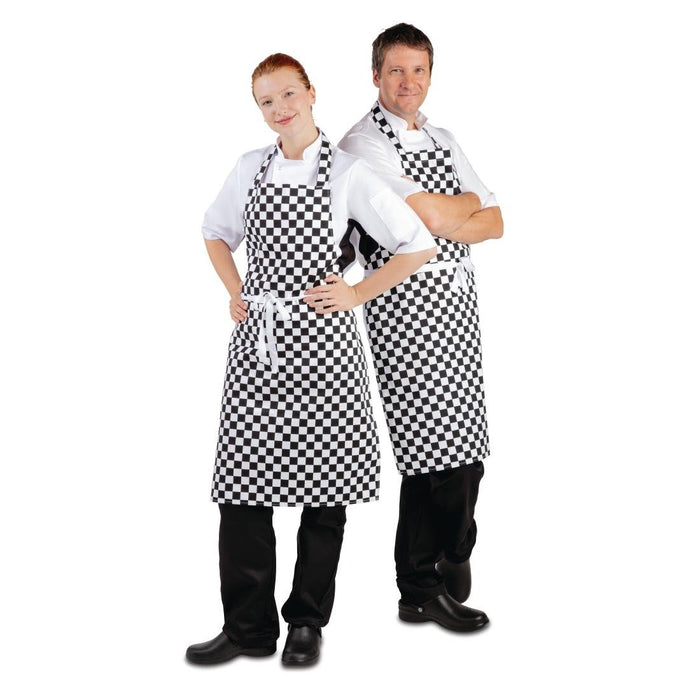 Whites Bib Apron Black & White Check Whites Chefs Clothing