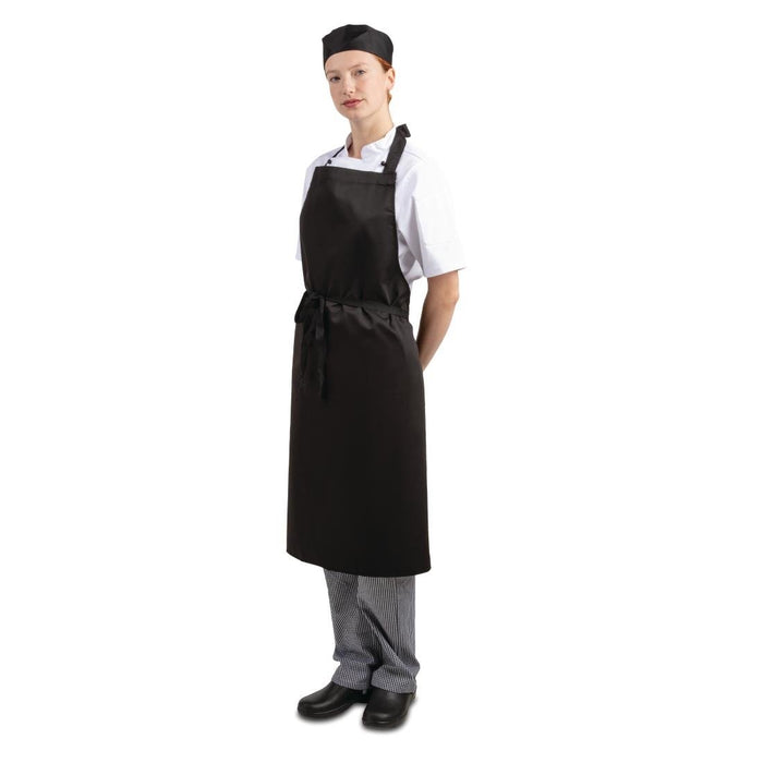 Whites Bib Apron Polycotton Black Whites Chefs Clothing