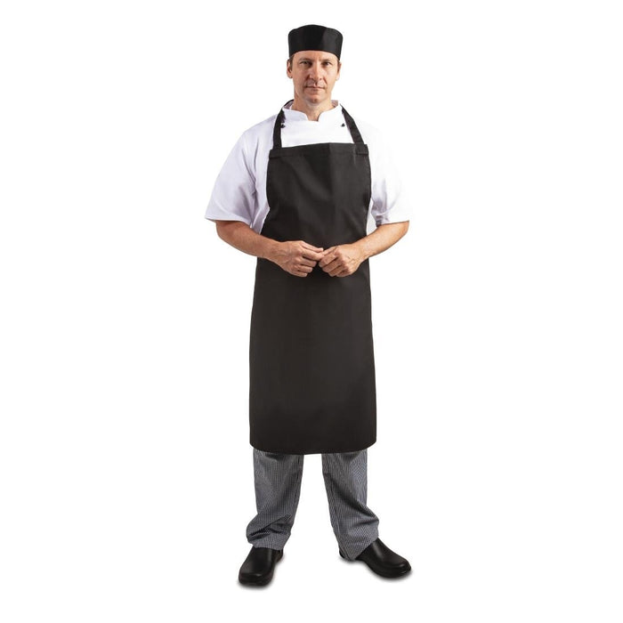 Whites Bib Apron Polycotton Black Whites Chefs Clothing