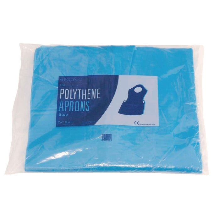 Disposable Polythene Bib Aprons Blue (100 Pack) Smith Bateson