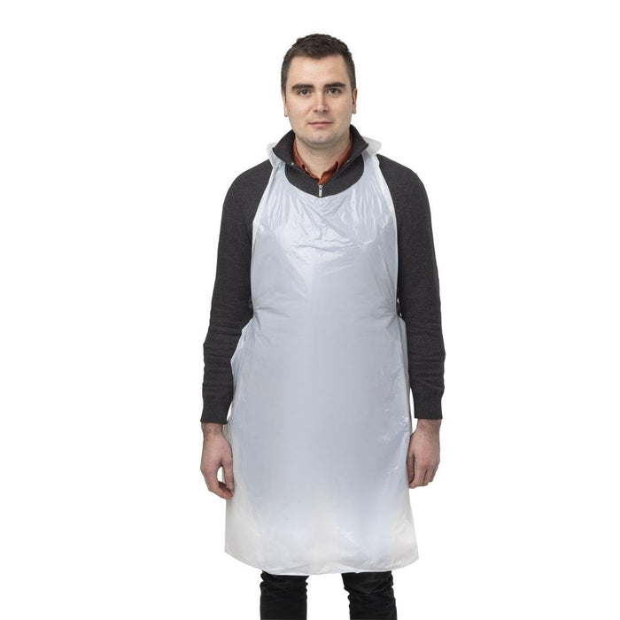 Disposable Polythene Bib Aprons White (100 pack) Smith Bateson