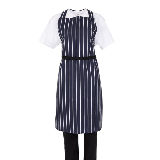 Whites Butchers Stripe Bib Apron Blue/White Whites Chefs Clothing