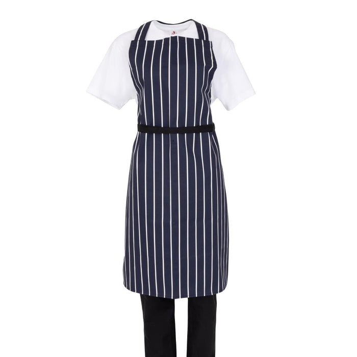 Whites Butchers Stripe Bib Apron Blue/White Whites Chefs Clothing